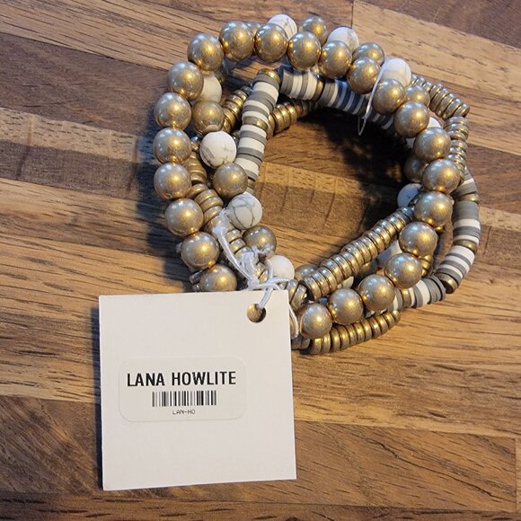 Meghan Browne Style Lana Howlite 5 Strand Boho Stretch Bracelets - Picture 9 of 14